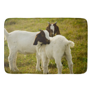 Boer Goat Kids in Pasture Photo Bath Mat