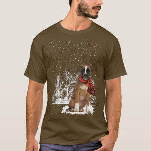 Boer Winter Scarf  Dogs Tree Forest Snow Christmas T-Shirt