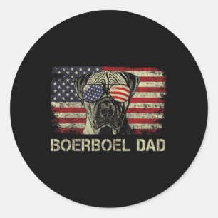 Boerboel Dad Dog Lovers American Flag 4th Of July Classic Round Sticker