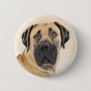 Boerboel Painting - Cute Original Dog Art 6 Cm Round Badge