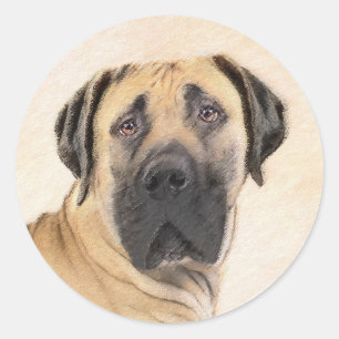 Boerboel Painting - Cute Original Dog Art Classic Round Sticker
