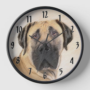 Boerboel Painting - Cute Original Dog Art Clock