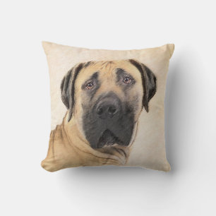 Boerboel Painting - Cute Original Dog Art Cushion