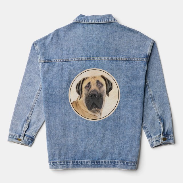 Boerboel Painting - Cute Original Dog Art Denim Jacket (Back)