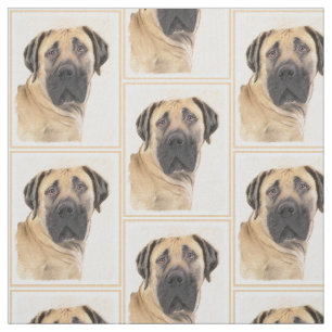 Boerboel Painting - Cute Original Dog Art Fabric