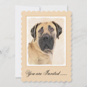 Boerboel Painting - Cute Original Dog Art Invitation