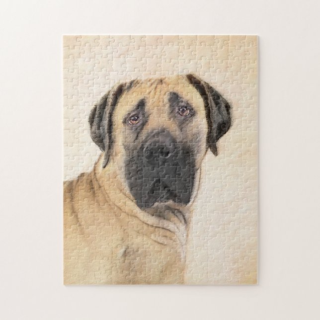 Boerboel Painting - Cute Original Dog Art Jigsaw Puzzle (Vertical)