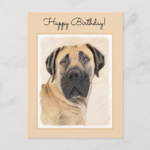 Boerboel Painting - Cute Original Dog Art Postcard