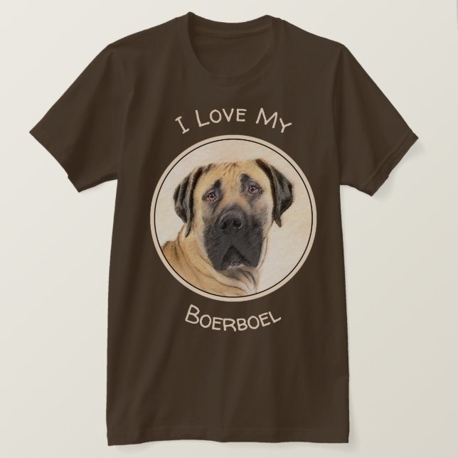 Boerboel Painting - Cute Original Dog Art T-Shirt (Design Front)