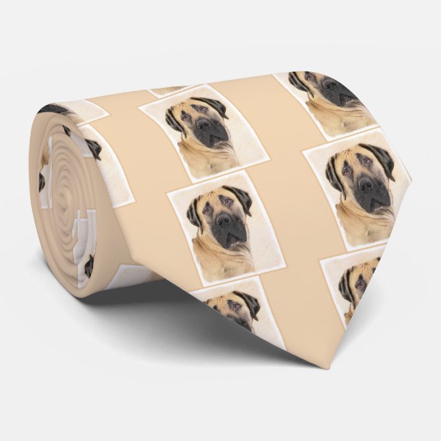 Boerboel Painting - Cute Original Dog Art Tie (Rolled)