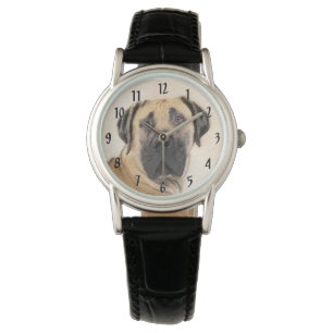 Boerboel Painting - Cute Original Dog Art Watch