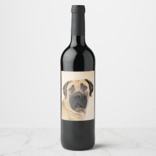 Boerboel Painting - Cute Original Dog Art Wine Label