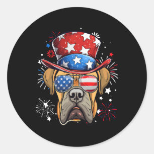 Boerboel Patriotic Usa Flag 4th Of July Dog Lover Classic Round Sticker
