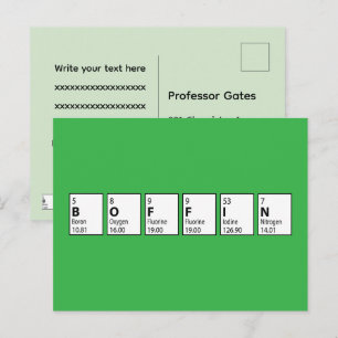 Boffin Egghead Periodic Table Graduation Holiday Postcard