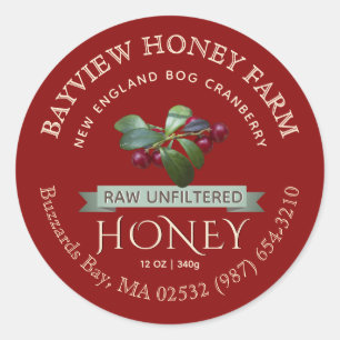 Bog Cranberry Honey Label with Cranberries
