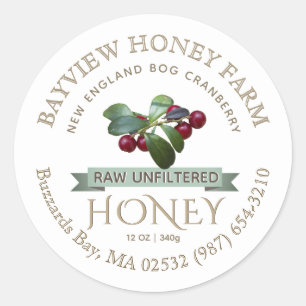 Bog Cranberry Honey Label with Cranberries