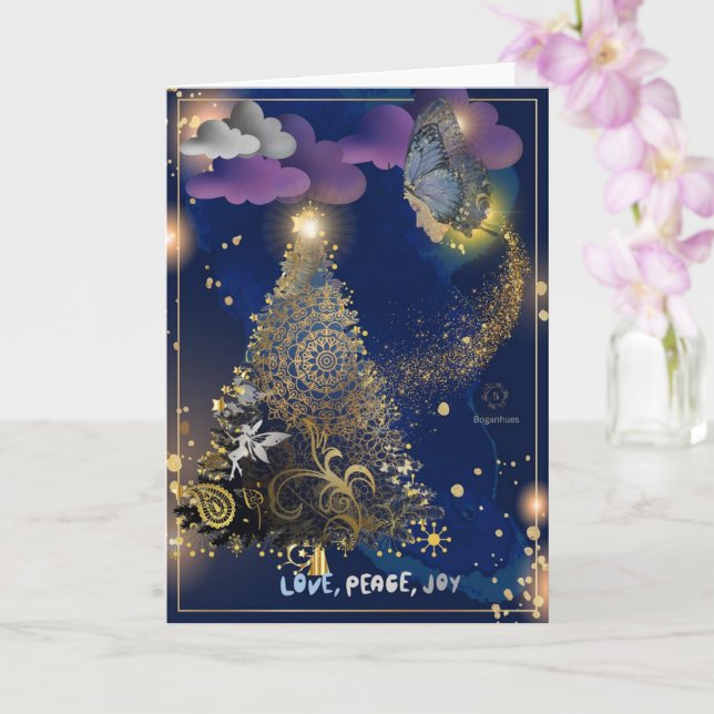 Boganhues Print Christmas Folded Greeting Card (Orchid)
