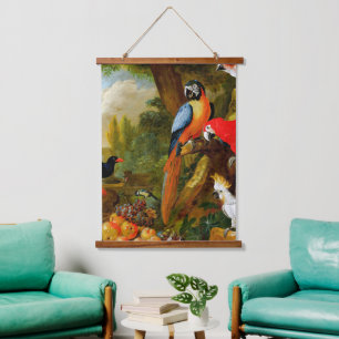 Bogdani Jakob Two Macaws a Cockatoo Hanging Tapestry