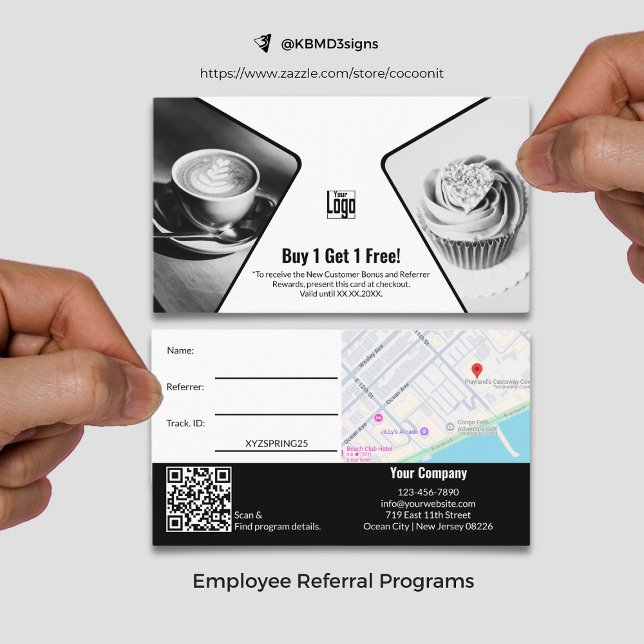 BOGO, Buy 1 Get 1 Free Black White Employee Reward Referral Card (BOGO, Buy 1 Get 1 Free Black White Employee Reward Referral Card)