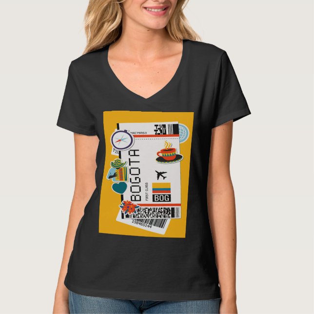 Bogotá Colombia City Skyline Silhouette Outline Sk T-Shirt (Front)