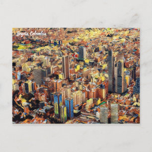Bogotá, Colombia, City View Art Postcard