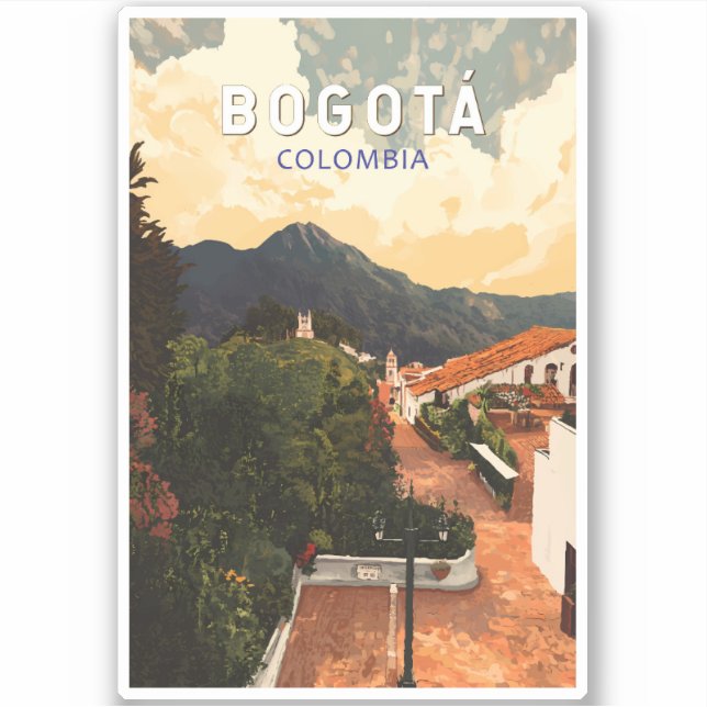 Bogota Colombia Illustration Travel Art Vintage (Front)
