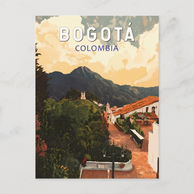 Bogota Colombia Illustration Travel Art Vintage Postcard (Front)