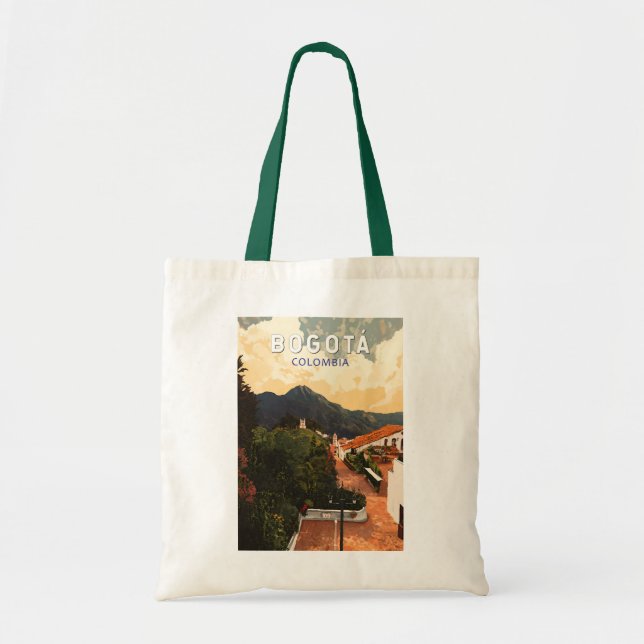 Bogota Colombia Illustration Travel Art Vintage Tote Bag (Front)