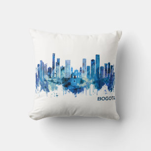 Bogota Colombia Skyline Blue Cushion