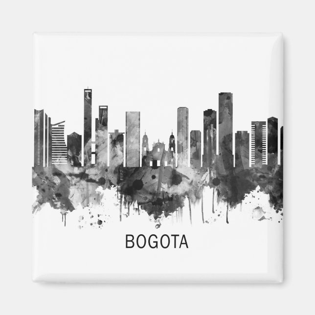 Bogota Colombia Skyline BW Magnet (Front)
