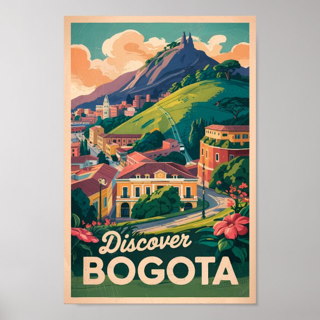 Bogota Colombia Travel Art Vintage Poster (Front)