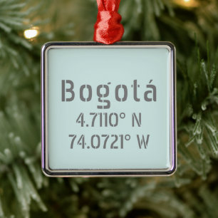 Bogotá Latitude and Longitude Coordinates Metal Tree Decoration