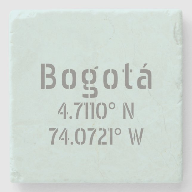 Bogotá Latitude and Longitude Coordinates  Stone Coaster (Front)