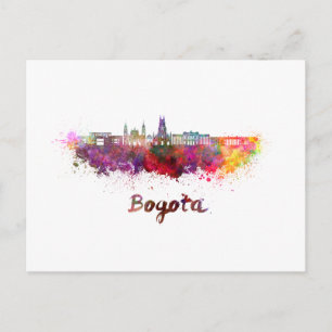 Bogota v2 skyline in watercolor postcard