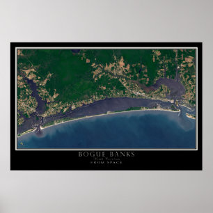 Bogue Banks North Carolina From Space Satellite Ma Poster