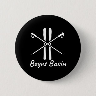 Bogus Sin Idaho Ski Skier Skiing Poles Winter Vaca 6 Cm Round Badge