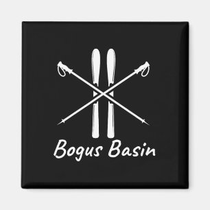 Bogus Sin Idaho Ski Skier Skiing Poles Winter Vaca Magnet