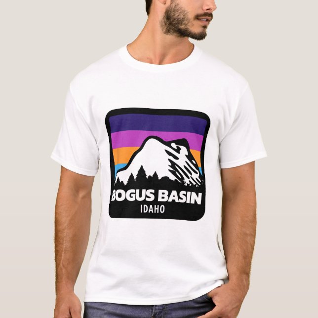 Bogus Sin Idaho Skiing Snowboarding Mountains Fami T-Shirt (Front)