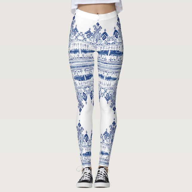 Bohem Blue Leggins Leggings (Front)