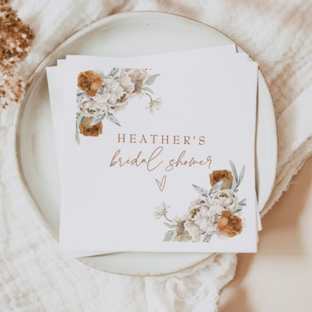 BOHEME Terracotta Floral Bohemian Bridal Shower Napkin (Creator Uploaded)
