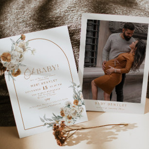 BOHEME Terracotta Floral Boho Arch Baby Shower Invitation