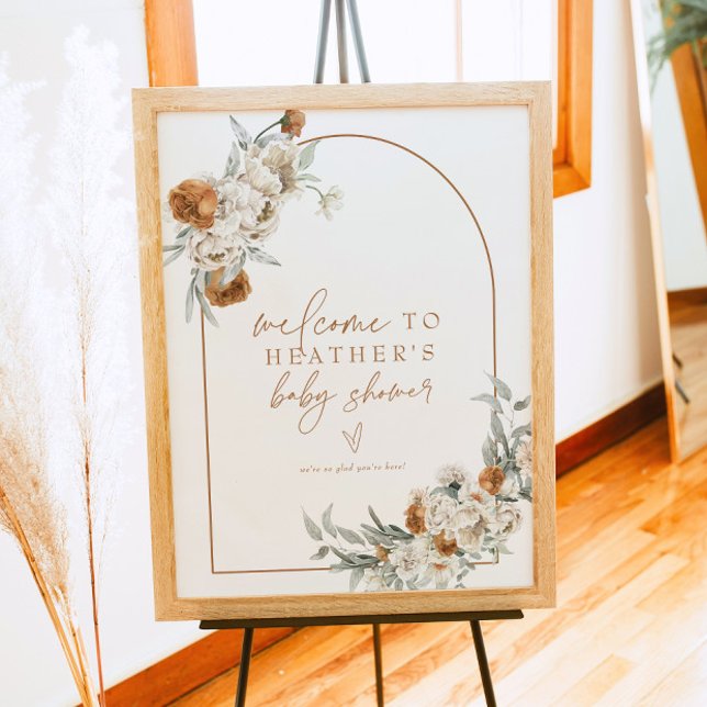 BOHEME Terracotta Floral Boho Baby Shower Welcome Poster (Creator Uploaded)