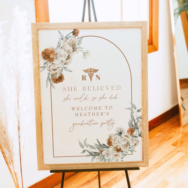 BOHEME Terracotta Floral Boho RN Nurse Graduation Poster (Creator Uploaded)