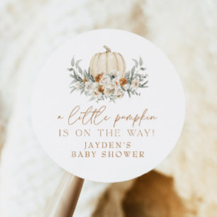 BOHEME Terracotta Floral Pumpkin Baby Shower Classic Round Sticker