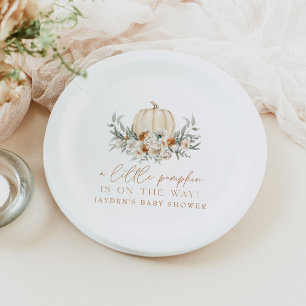 BOHEME Terracotta Floral Pumpkin Baby Shower Paper Plate