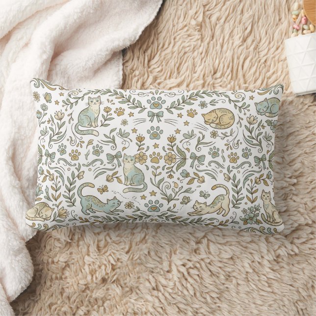 Bohemia Style Cat Pattern Lumbar Pillow (Blanket)