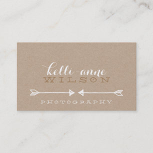 BOHEMIAM ARROW cute rustic hippy white kraft Business Card