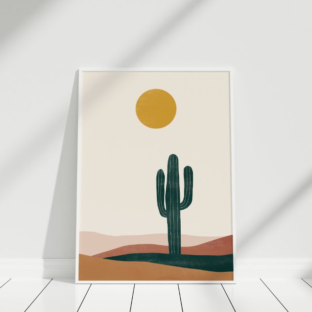 Bohemian Abstract Desert Landscape Wall Art (Bohemian Abstract Desert Landscape Wall Art in white frame)
