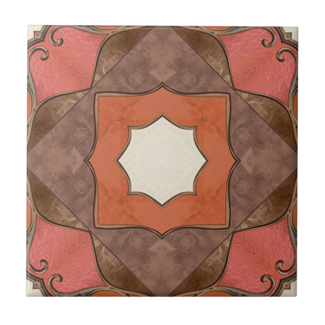 Bohemian Abstract Geometric Art Ceramic Tile (Front)