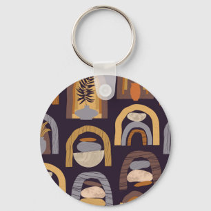 Bohemian Abstract: Minimalist Vintage Charm. Key Ring